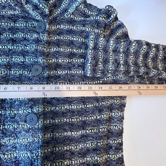 ST. JOHN Black Grey Silver Yellow Green Metallic Buttons Blazer Jacket 2 USA - Picture 6 of 12